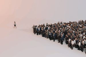 Leading the way from the crowd.