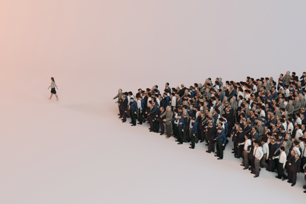 Leading the way from the crowd.