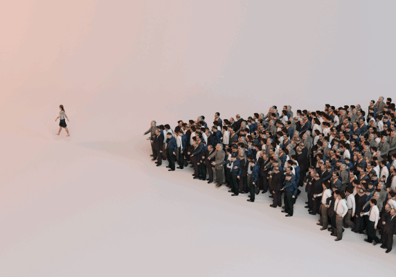 Leading the way from the crowd.