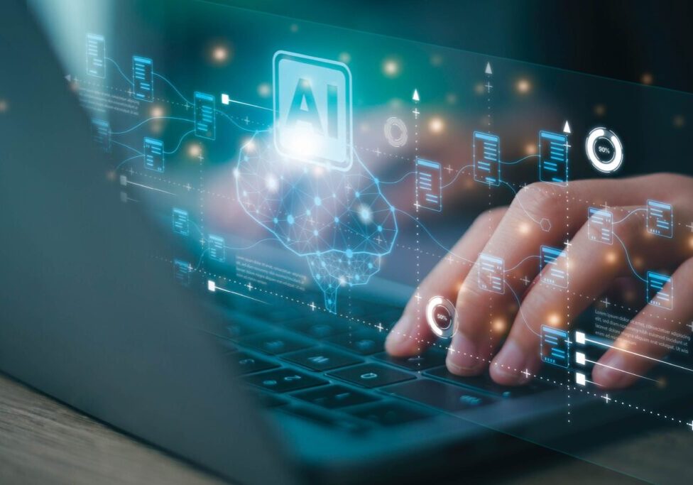 Person on computer, photo representing artificial intelligence.